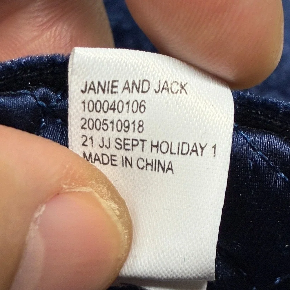 Janie and Jack Velvet Crest Smoking Loafers Baby Boys 4 Navy Blue Preppy